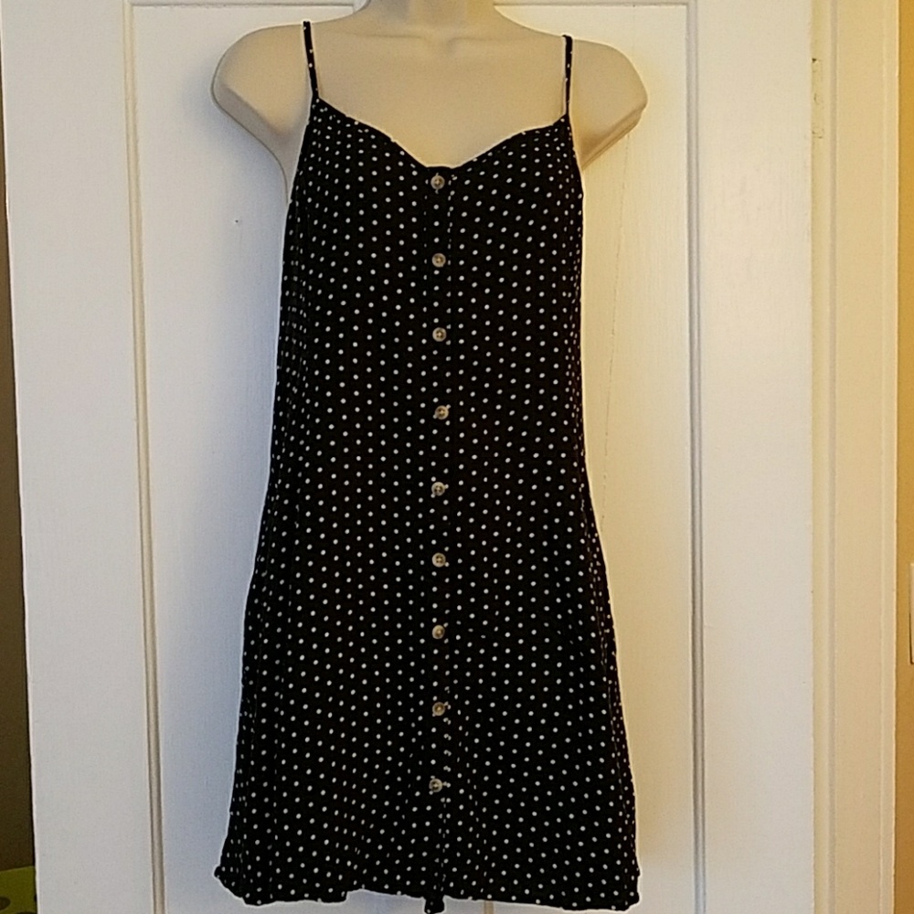 American Eagle Black White Polka Dot Minidress